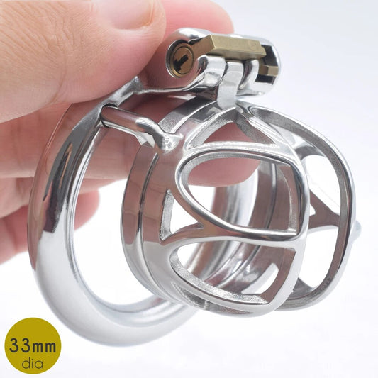 BDSM Metal Inverted Chastity Cock Cage with Lock Penis Rings