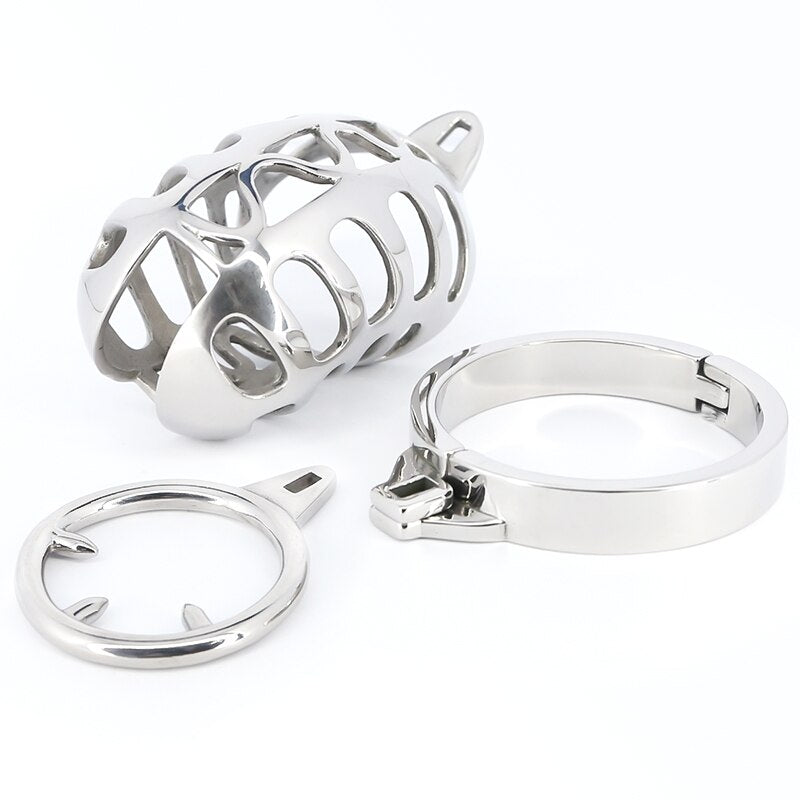 Metal Cock Cage with Spiked Penis Ring - Chastity Cage For Men