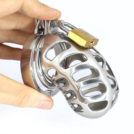 Metal Cock Cage with Spiked Penis Ring - Chastity Cage For Men