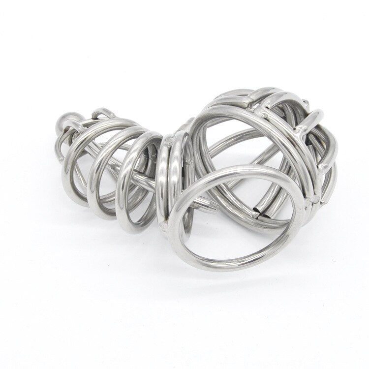 Metal Chastity Cage For Men - Hollow Cock Cage with Urethral Catheter Tube