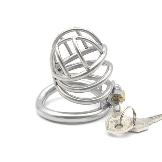 Metal Chastity Cage For Men with Invisible Lock Key - Stainless Steel