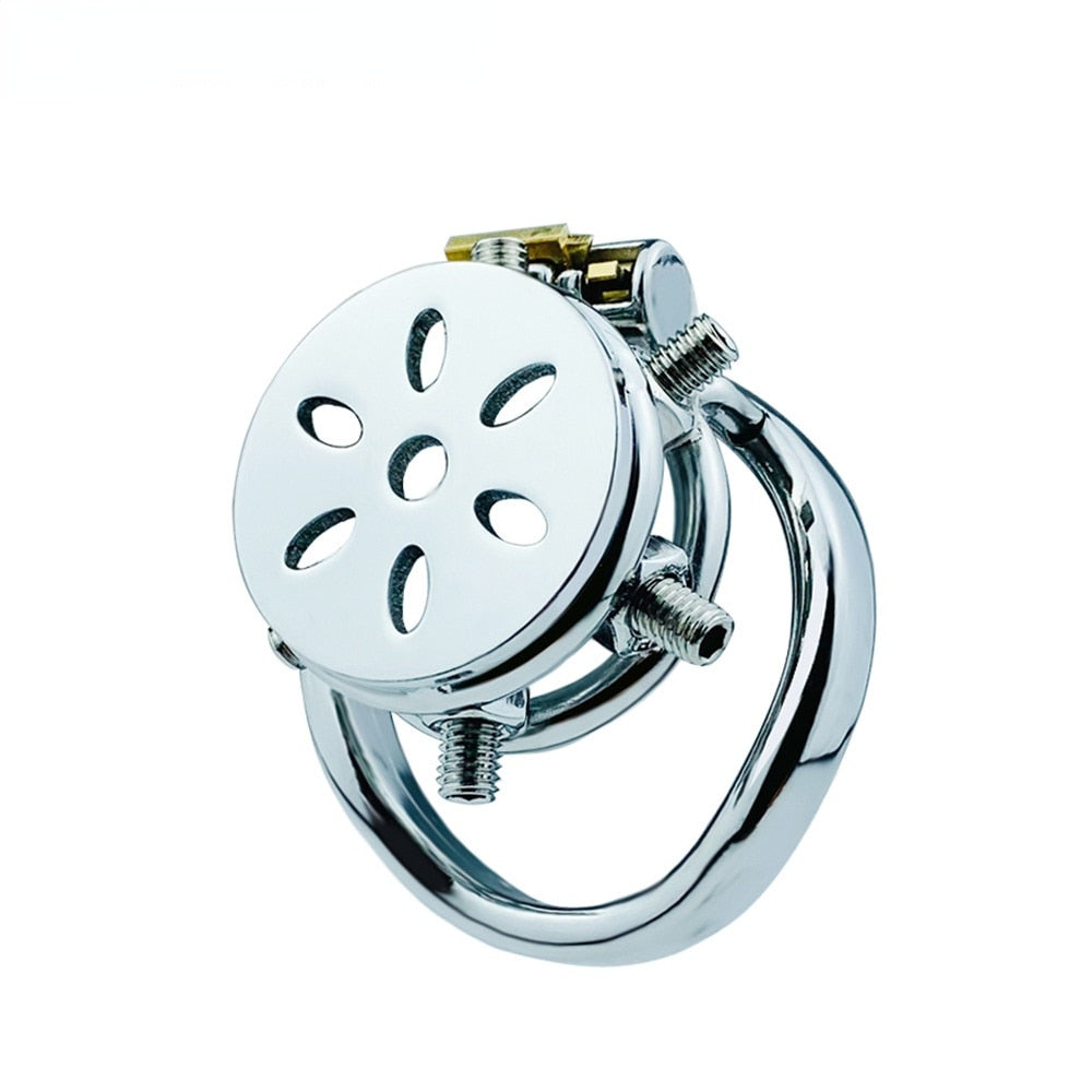Spiked Flat Chastity Cage with Arc/ Round Ring and Screws - 304 Stainless Steel Cock cage For Men