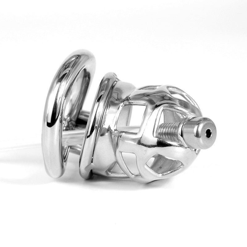 Metal Cobra Chastity Cage with Silicone Catheter 304 Stainless Steel Cock Cage