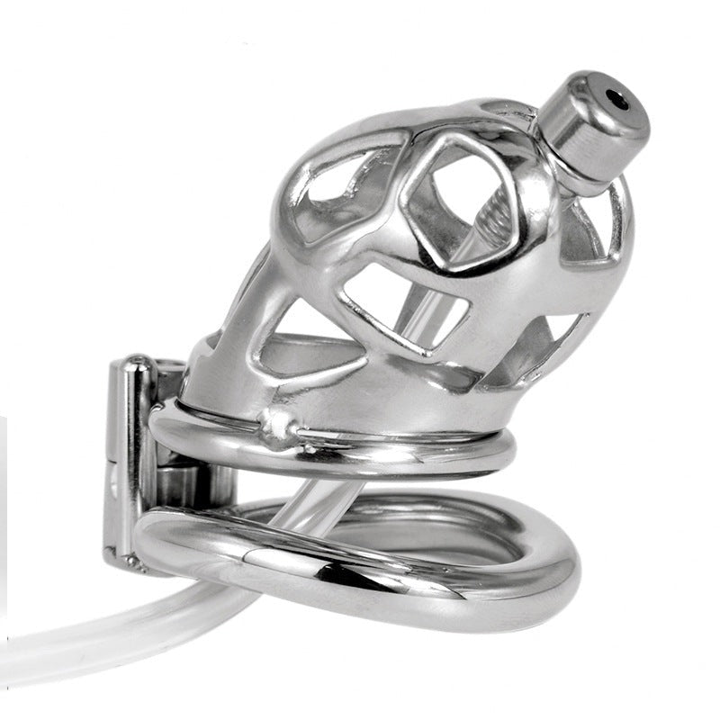 Metal Cobra Chastity Cage with Silicone Catheter 304 Stainless Steel Cock Cage