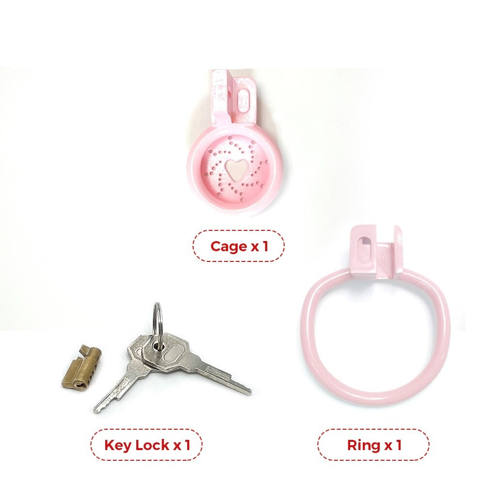 Flat Chastity Cage Pink BDSM Sissy Cock Cage
