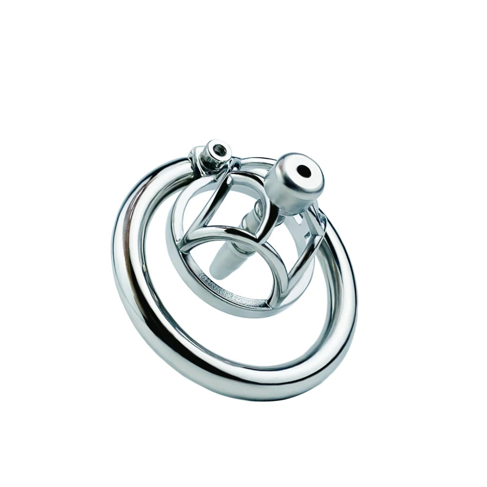 Stainless Steel Negative Chastity Cage with Removable Metal Urethral Tube