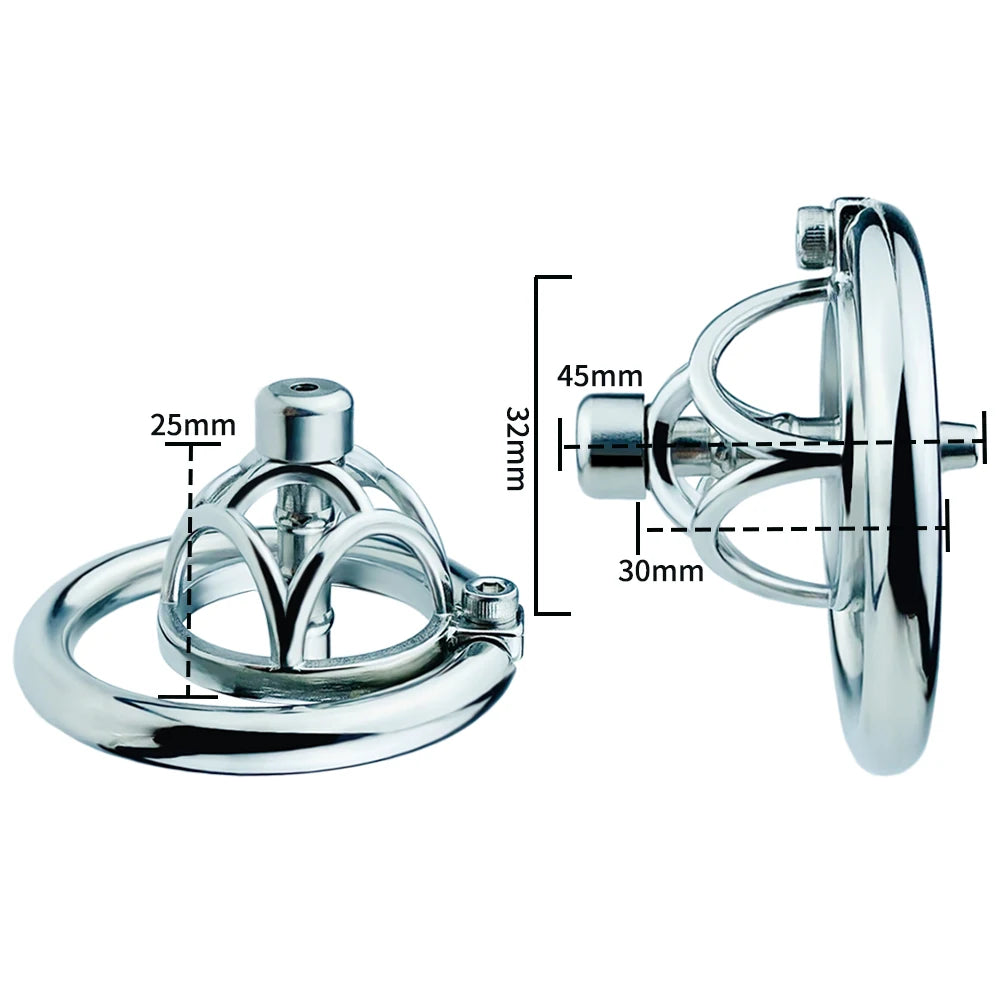 Stainless Steel Negative Chastity Cage with Removable Metal Urethral Tube