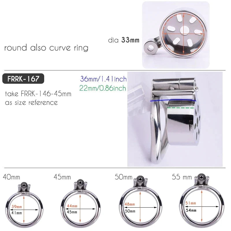 Small Flat Chastity Cage with Metal Catheter Urethral Sounding Tube