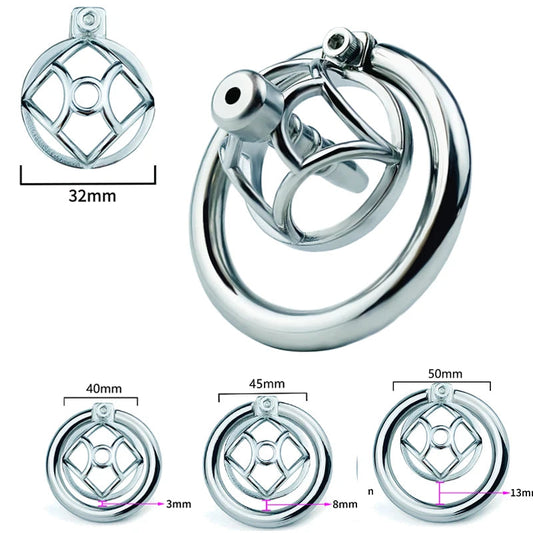 Stainless Steel Negative Chastity Cage with Removable Metal Urethral Tube -