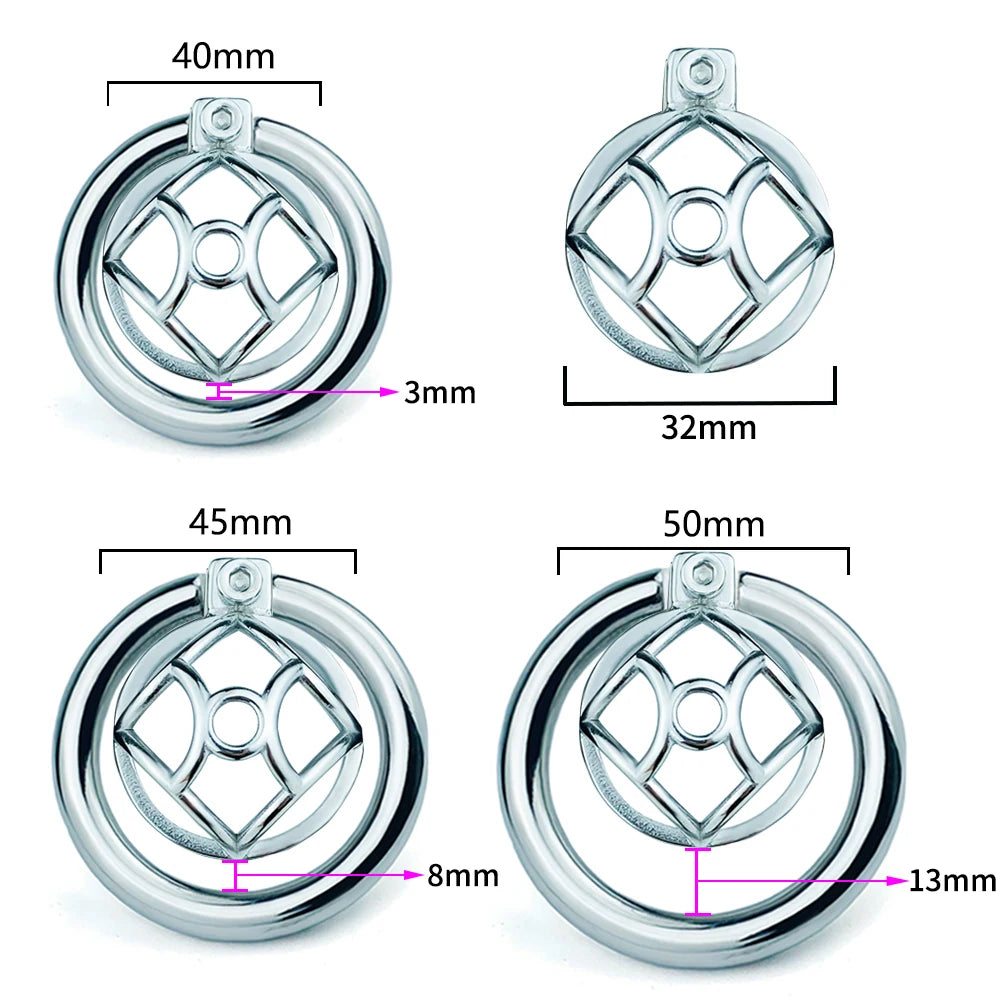 Stainless Steel Negative Chastity Cage with Removable Metal Urethral Tube