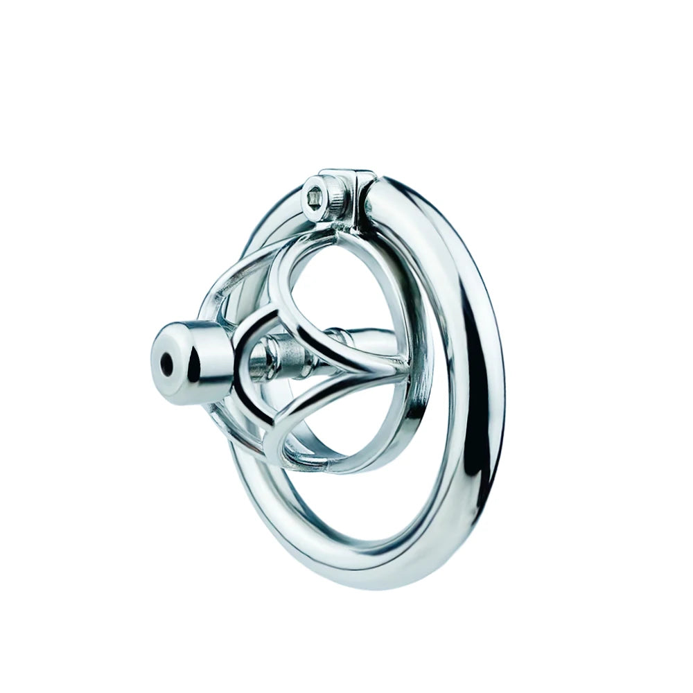 Stainless Steel Negative Chastity Cage with Removable Metal Urethral Tube