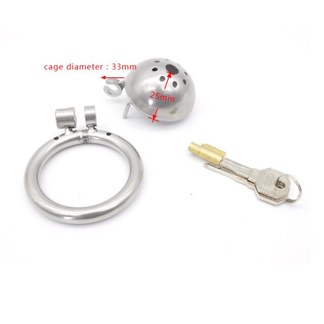 Super Small Compact Chastity Cage For Men: Stainless Steel Cock Cage with Removable Urinary Catheter and Penis Ring