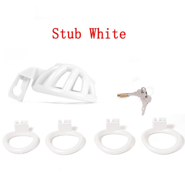 Pink Small Sissy Chastity Cage, Male Chastity Device With 4 Base Ring