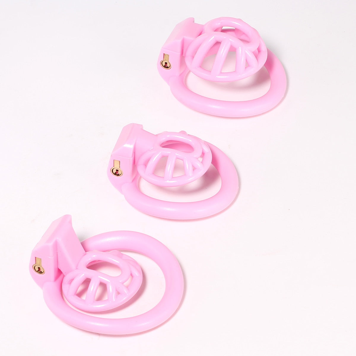 Pink Small Sissy Chastity Cage, Male Chastity Device With 4 Base Ring