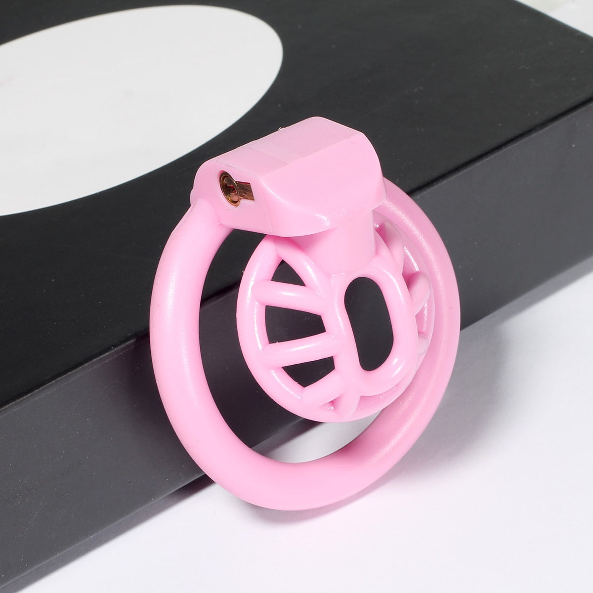 Pink Small Sissy Chastity Cage, Male Chastity Device With 4 Base Ring