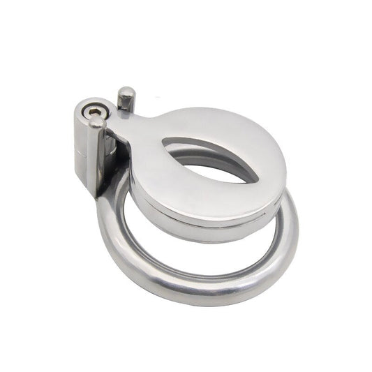 Sissy Flat Chastity Cage- Super Small Metal Cock Cage- AntiOff Penis Ring Urinary Hole