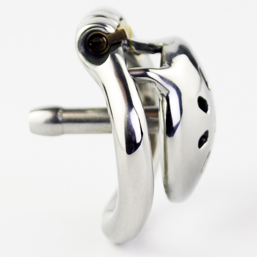 Inverted Chastity Cage with Catheter For Men - Stainless Steel Cock Cage