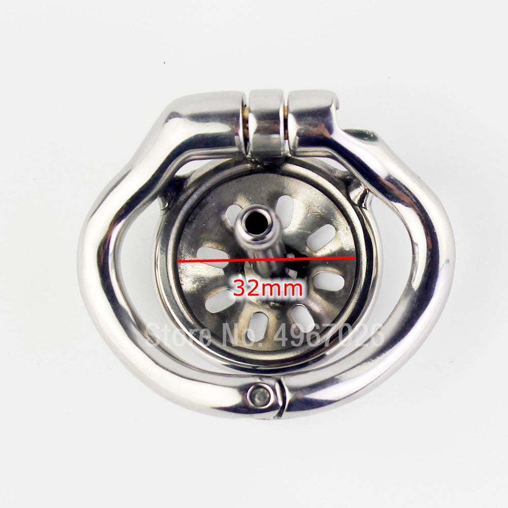 Inverted Chastity Cage with Catheter For Men - Stainless Steel Cock Cage
