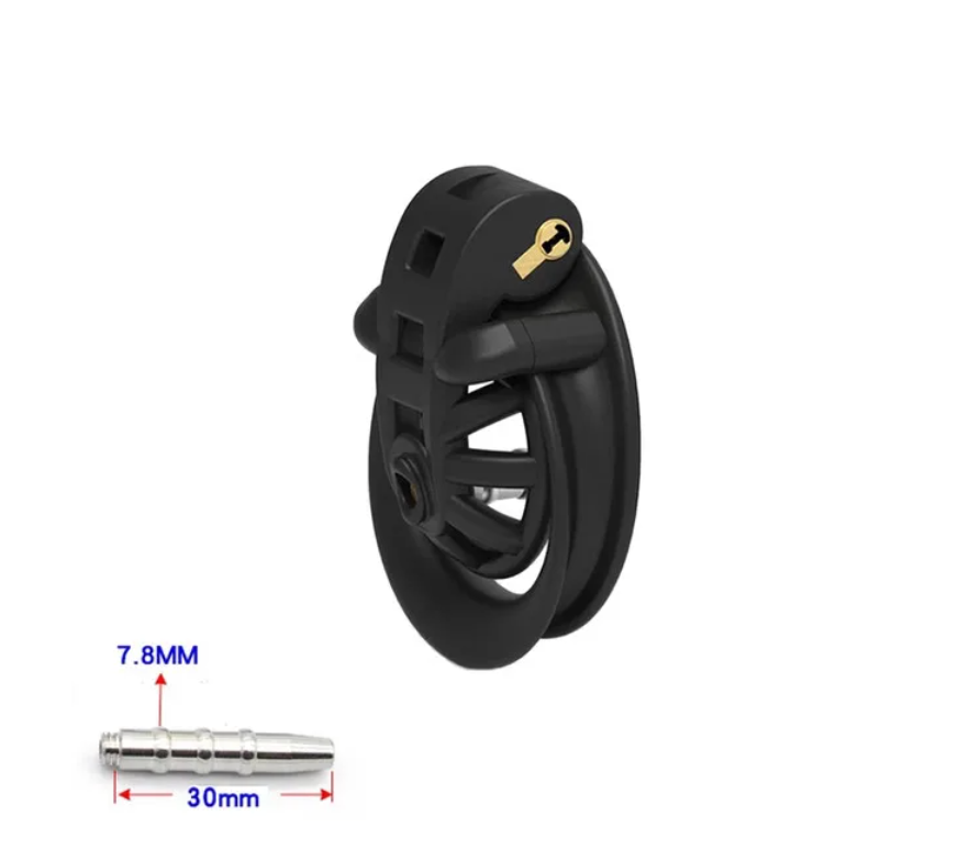 Super Small Positive/Negative Cobra Chastity Cage with Metal/Silicone Urethral Tube Inverted Male Cock Cage