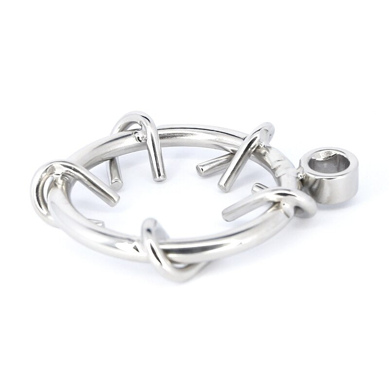 Spiked Chastity Cage For Men - Metal Flat Cock Cage Super Small