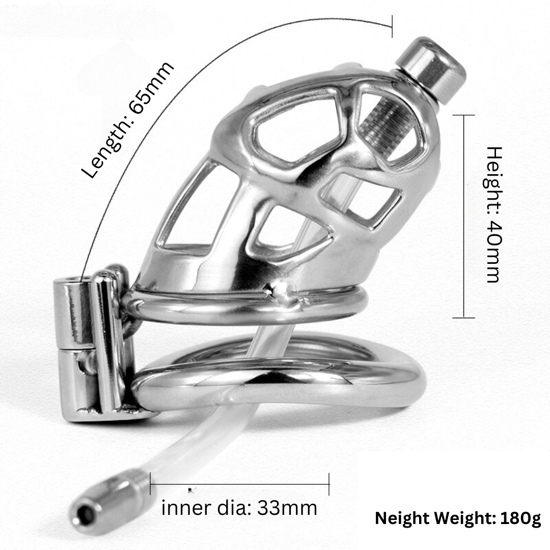 Metal Cobra Chastity Cage with Silicone Catheter 304 Stainless Steel Cock Cage