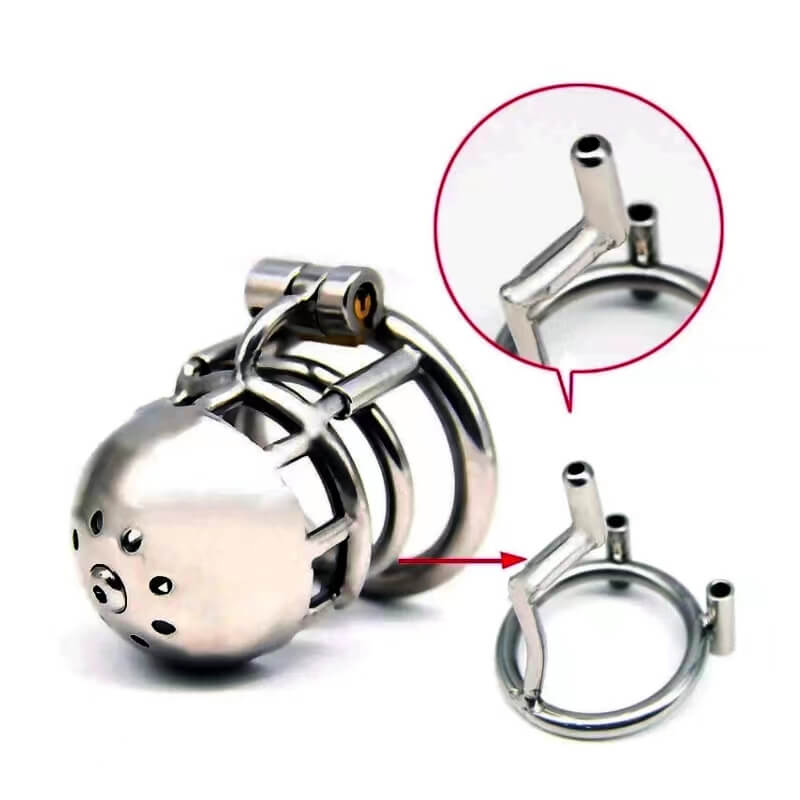 Metal Chastity Cage with Through Hole PA Prince Albert Penis Lock- Cock Cage For Men