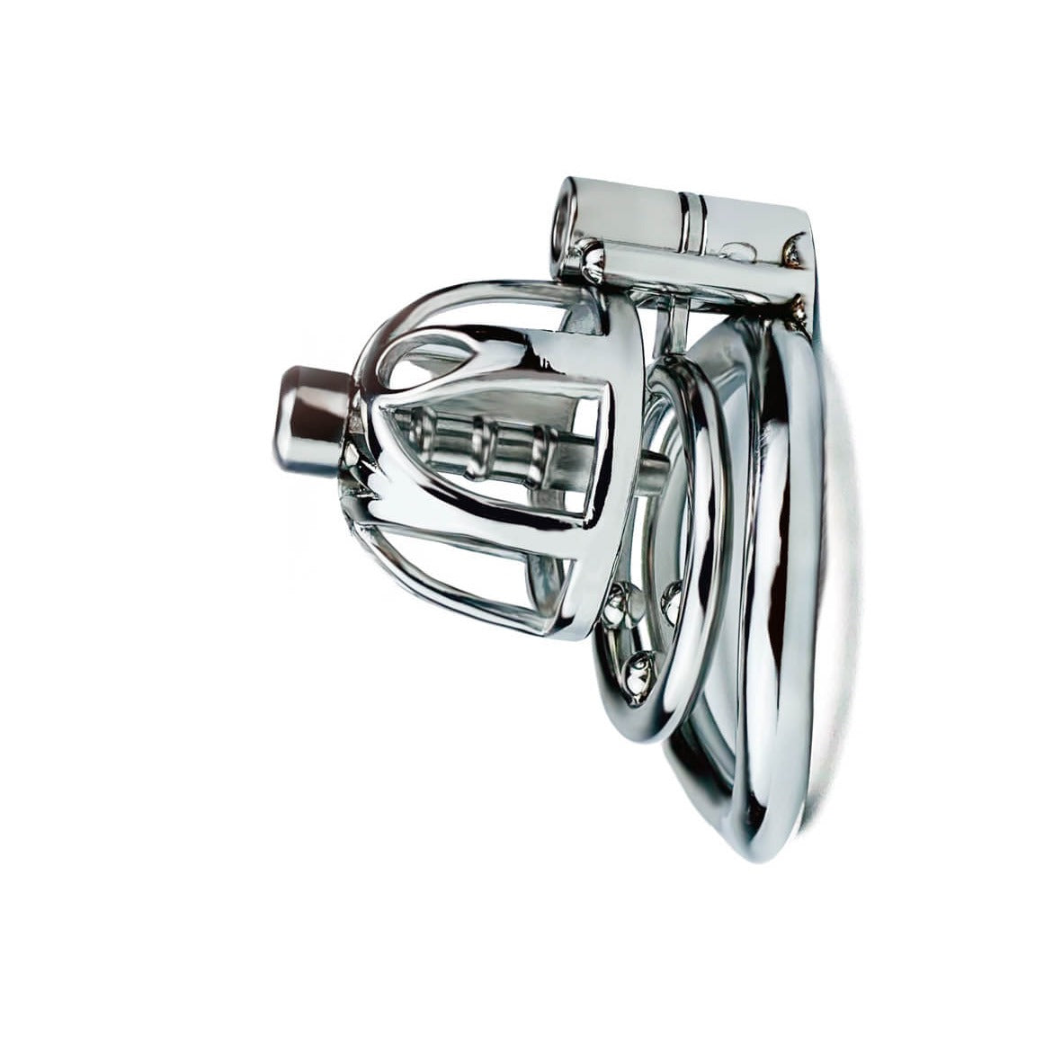 Male Stainless Steel Metal Chastity Cage With Detachable Silicone/Metal Urethral Tube