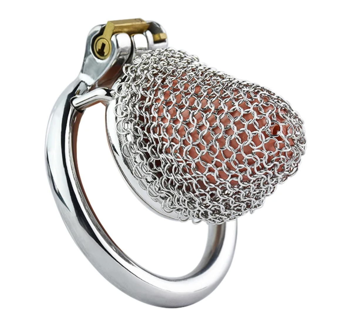 Petite cage de chasteté en métal souple pour hommes, manchon de pénis en maille creuse - 50 mm