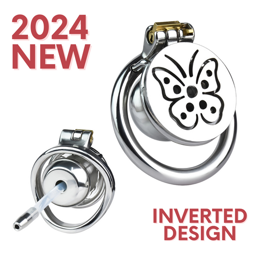 2024 NEW Butterfly Inverted Chastity Cage with Removable Soft Catheter Negative Cock Cage