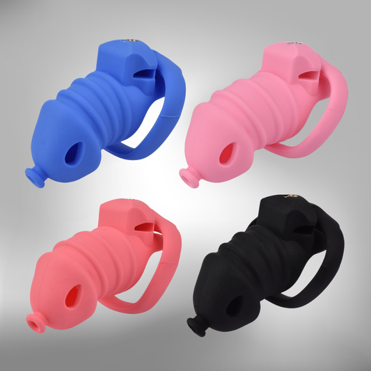 Soft Silicone Chastity Cage with Invisible Lock and 4 Base Rings