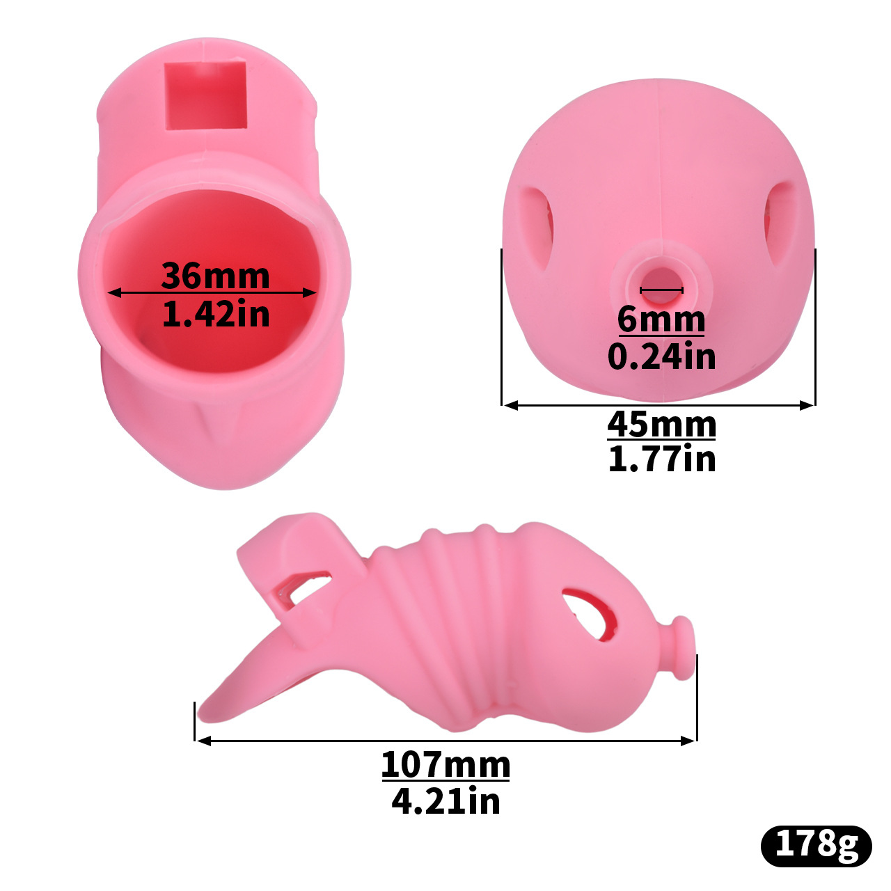 Soft Silicone Chastity Cage with Invisible Lock and 4 Base Rings