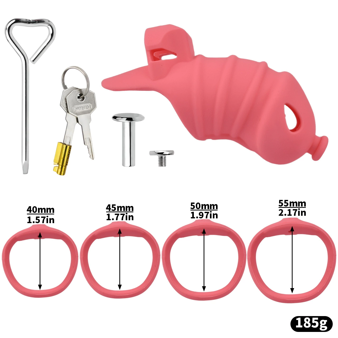 Soft Silicone Chastity Cage with Invisible Lock and 4 Base Rings