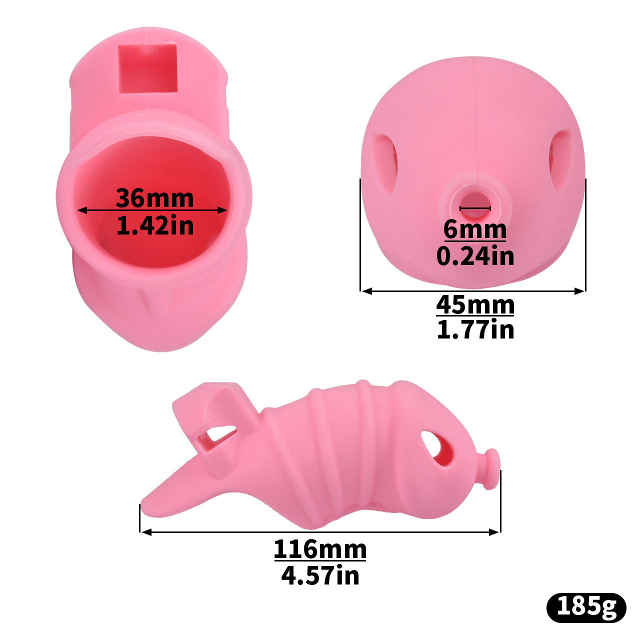 Soft Silicone Chastity Cage with Invisible Lock and 4 Base Rings