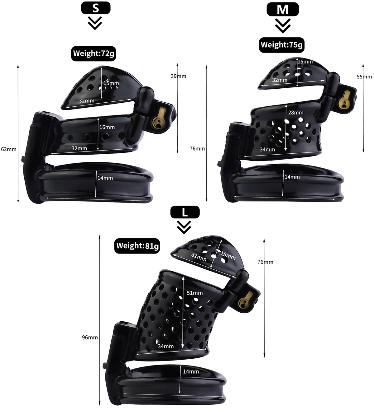 Dual-Lock 3D Printed Chastity Cage with Removable Cap Resin Cock Cage ...