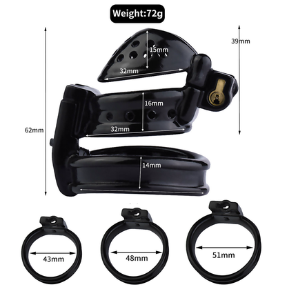 Dual-Lock 3D Printed Resin Chastity Cage with Removable Cap