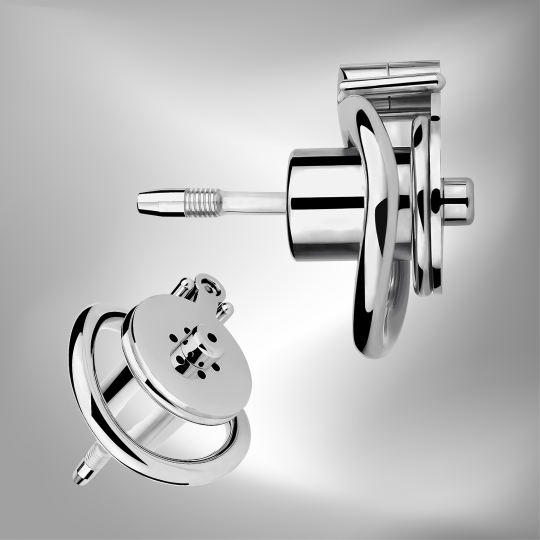 Inverted Chastity Cage with Metal Cylinder and Silicone Urethral Tube - InvertedChastity