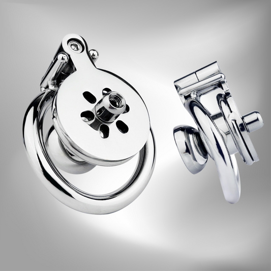 BDSM Sissy Inverted Chastity Cage With Metal Cylinder Penis Rings - InvertedChastity