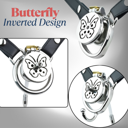 2024 NEW Butterfly Inverted Chastity Cage with Removable Soft Catheter Negative Cock Cage
