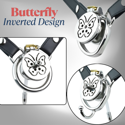2024 NEW Butterfly Inverted Chastity Cage with Removable Soft Catheter Negative Cock Cage