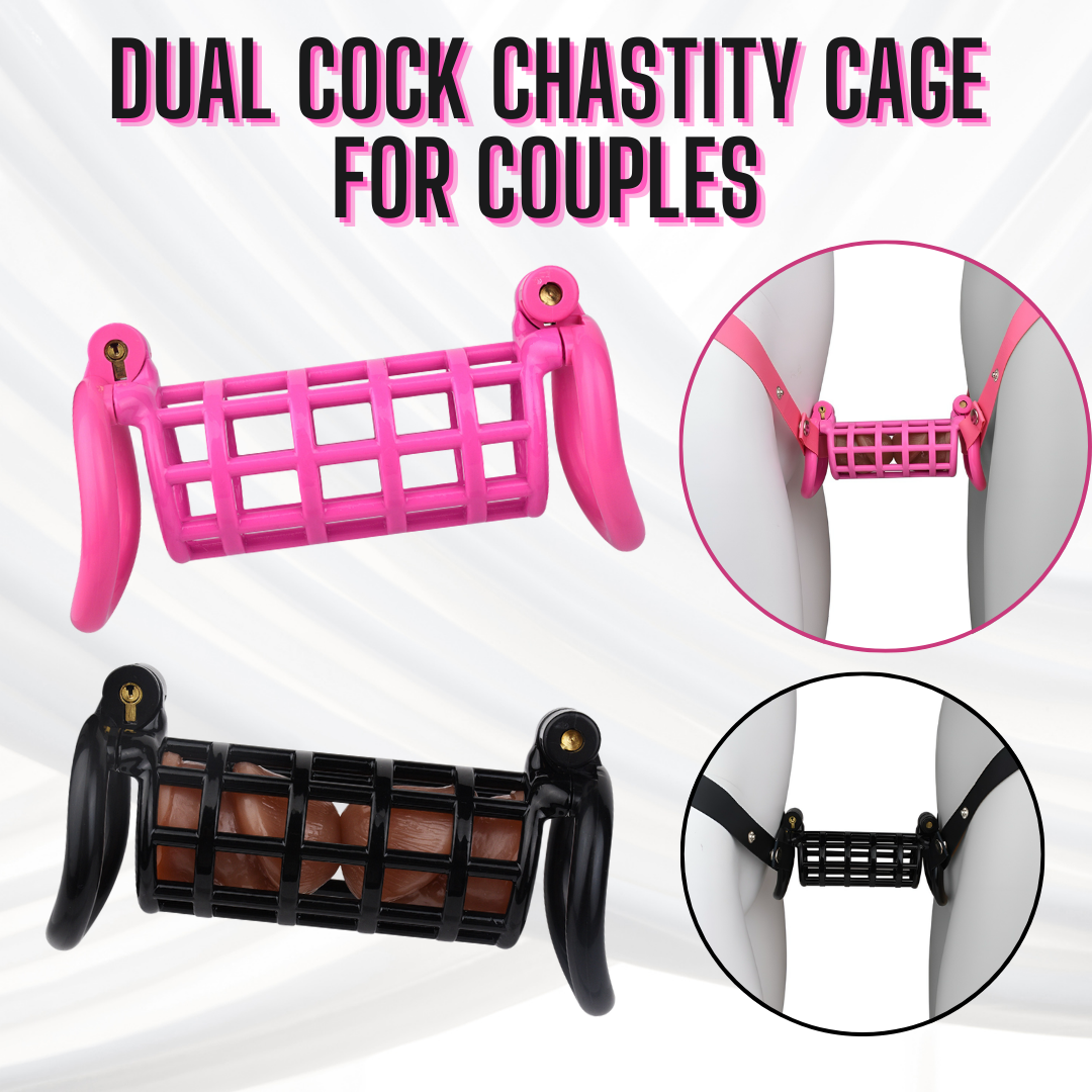 Dual Cock Chastity Cage Device for Couples‘ Mutual Restraint Sex Toy
