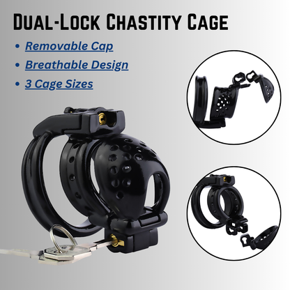 Dual-Lock 3D Printed Resin Chastity Cage with Removable Cap