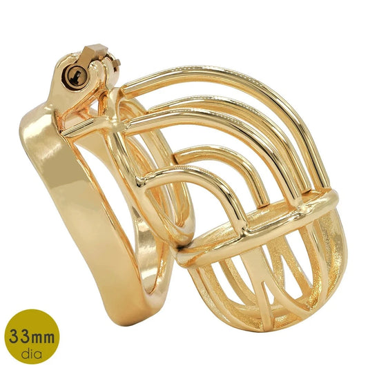 Curved Metal Gold Chastity Cage For Men Golden Cock Cage BDSM Chastity Device