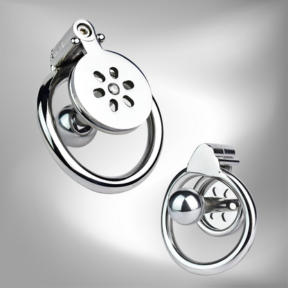 Flat Inverted Chastity Cage with Metal Ball Cylinder Negative Cock Cage For Men
