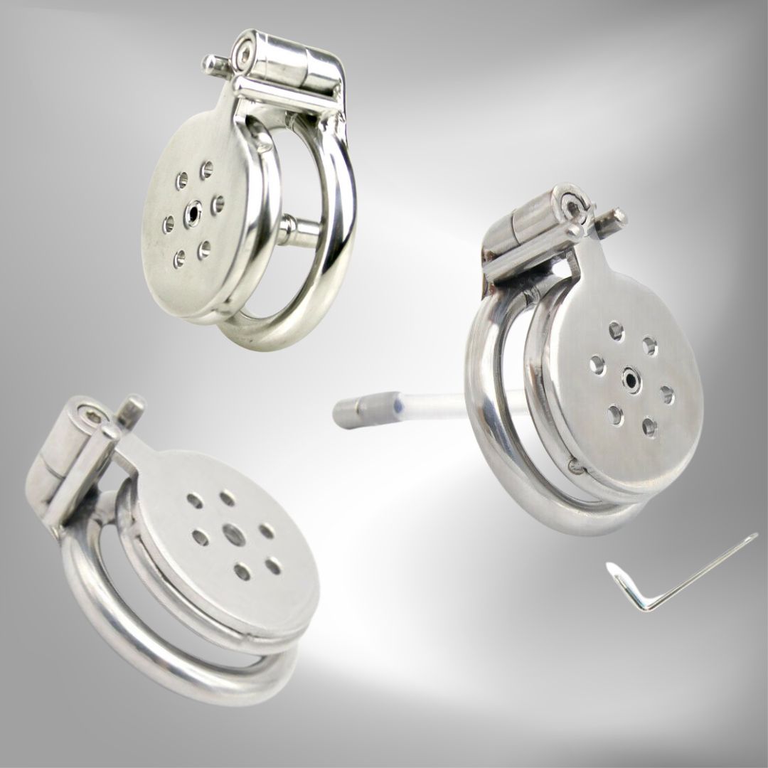Flat Penis Cage Chastity Device for Men with Silicone Urethral Catheter - InvertedChastity