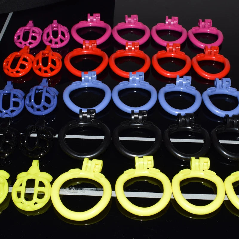 Micro/Small Plastic Chastity Cage with 4 Penis Rings BDSM Sissy Femboy Training 3D Printed Cock Cage