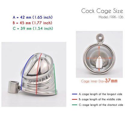 Metal Small Penis Chastity Cage with PU Strap Stainless Steel Penis Shape Cock Cage Dick Locker