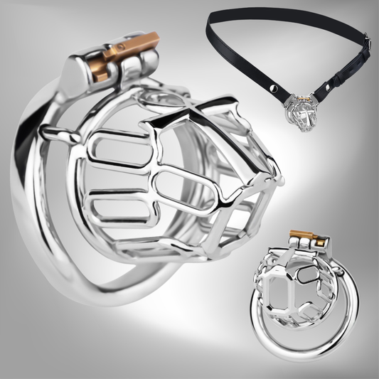 HolyLock Metal Chastity Cage for Men Male Small Cock Lock with Belt