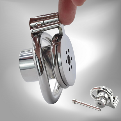 Inverted Chastity Cage with Removable Urethral Plug - Negative Cock Cage in Stainless Steel