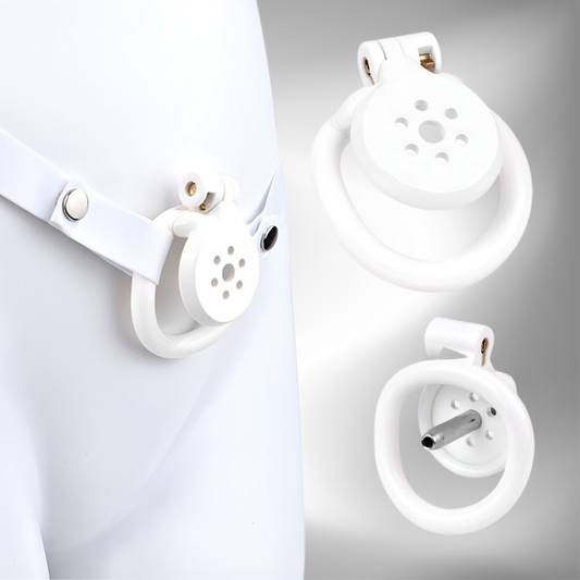 NEW Micro Flat Chastity Cage Belt with Metal Catheter-InvertedChastity