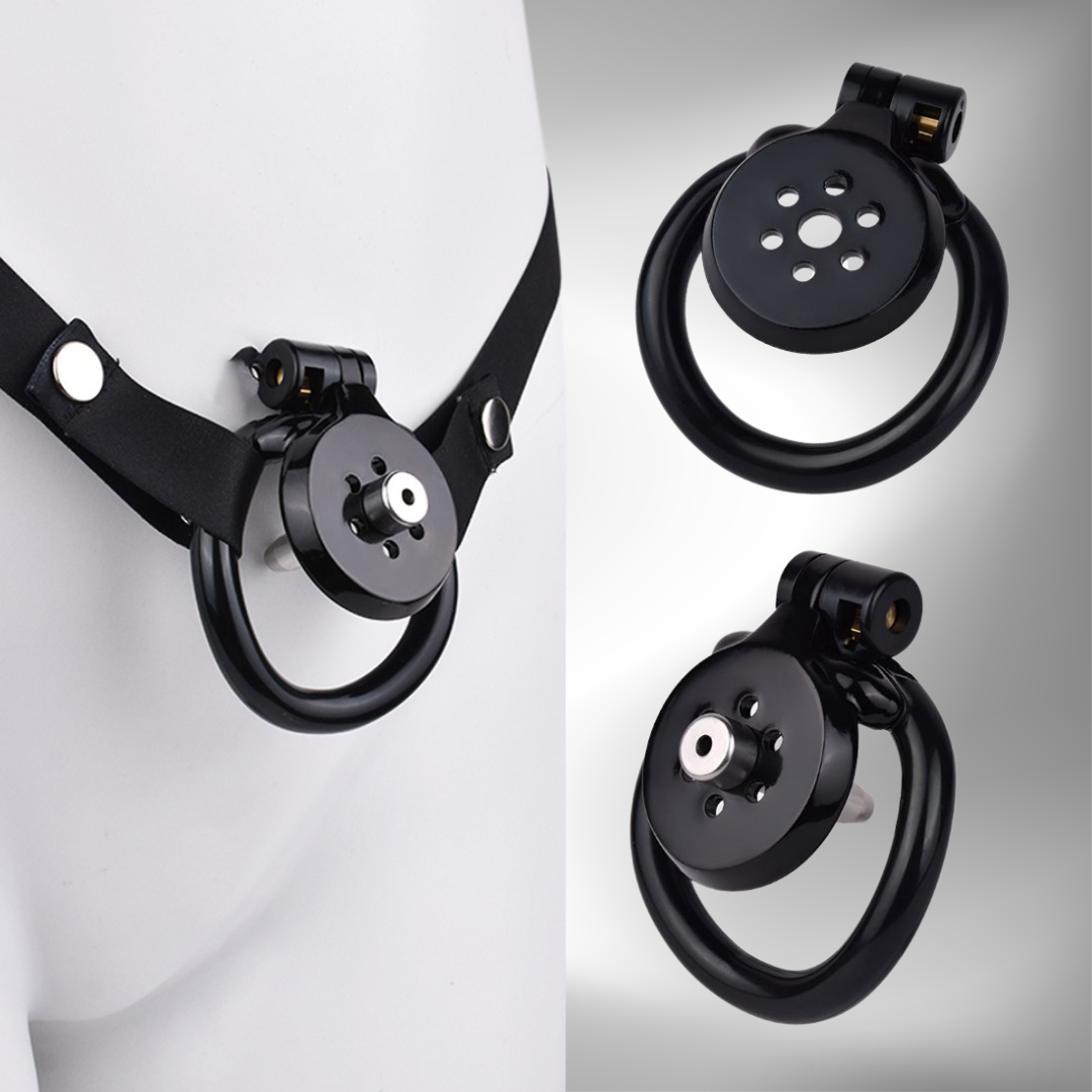 NEW Resin Flat Chastity Cage Belt with Metal Catheter-InvertedChastity